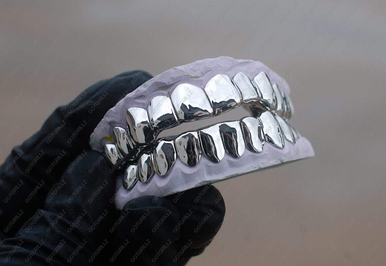 White Gold Classic Solid Gold Grillz - GotGrillz