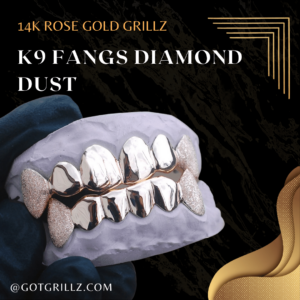 Rose Gold K9 Fangs Diamond Dust Grillz - GotGrillz