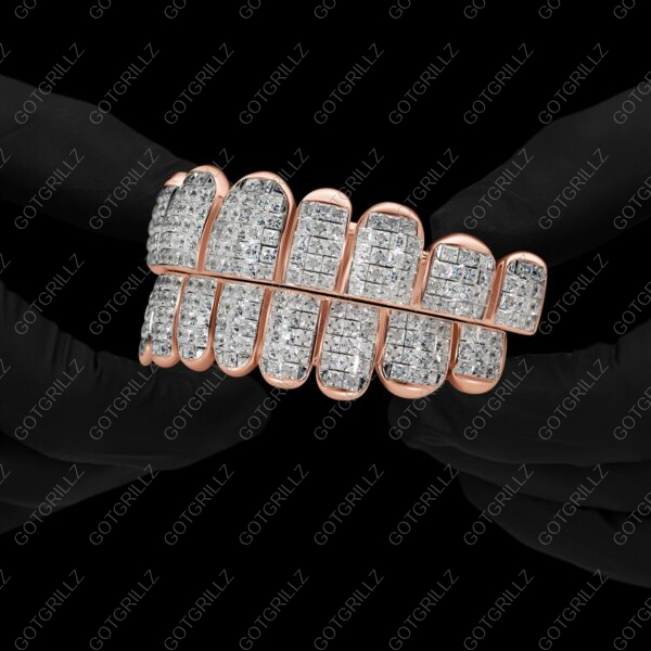 White Gold Invisible Set Princess Cut Diamond Grillz