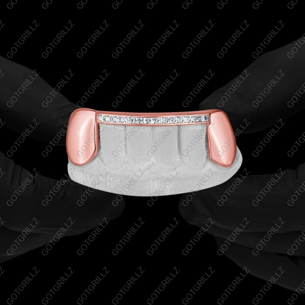 White Gold Channel Set Princess Cut Diamond Bar Bottom Grillz