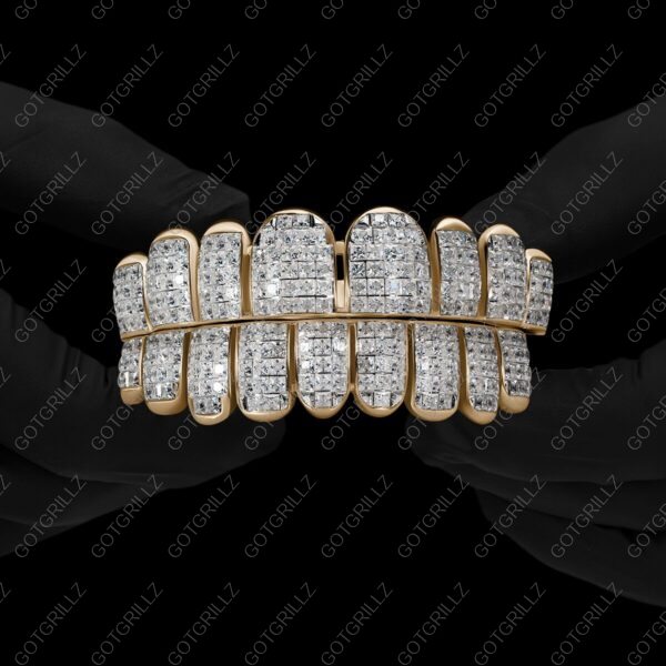 White Gold Invisible Set Princess Cut Diamond Grillz - Got Grillz