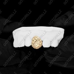 Gold Diamond Dust Cut Single Tooth Grillz - Got Grillz